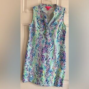 Lilly Pulitzer Dress XS Sherryn Shift Blue‎ Oasis Swim Shady Floral Beach Preppy